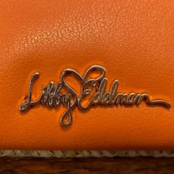 NEW Woven RAFFIA & ORANGE Pleather CLUTCH PURSE *Crystal DOLPHIN KEY FOB* Pocket - Picture 7 of 11